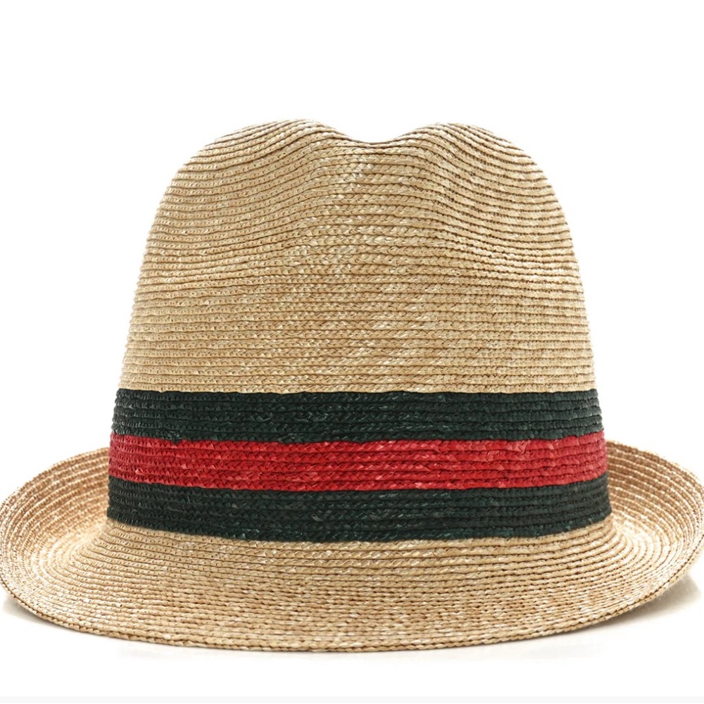 Gucci Straw Fedora with Green and Red Band - Picture 3 of 6